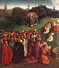 Famous Ghent Paintings - The Ghent Altarpiece Adoration of the Lamb [detail left]